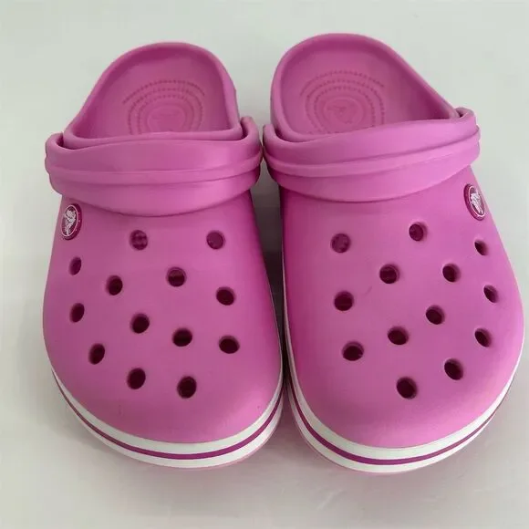 Crocs Crocband Girls Size 3 Pink Clogs Sandals Casual Shoes - Picture 2 of 11
